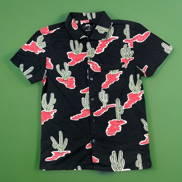 STUSSY Short Sleeve Cactus Streetwear Skater Shirt Mens Medium - Picture 1 of 8
